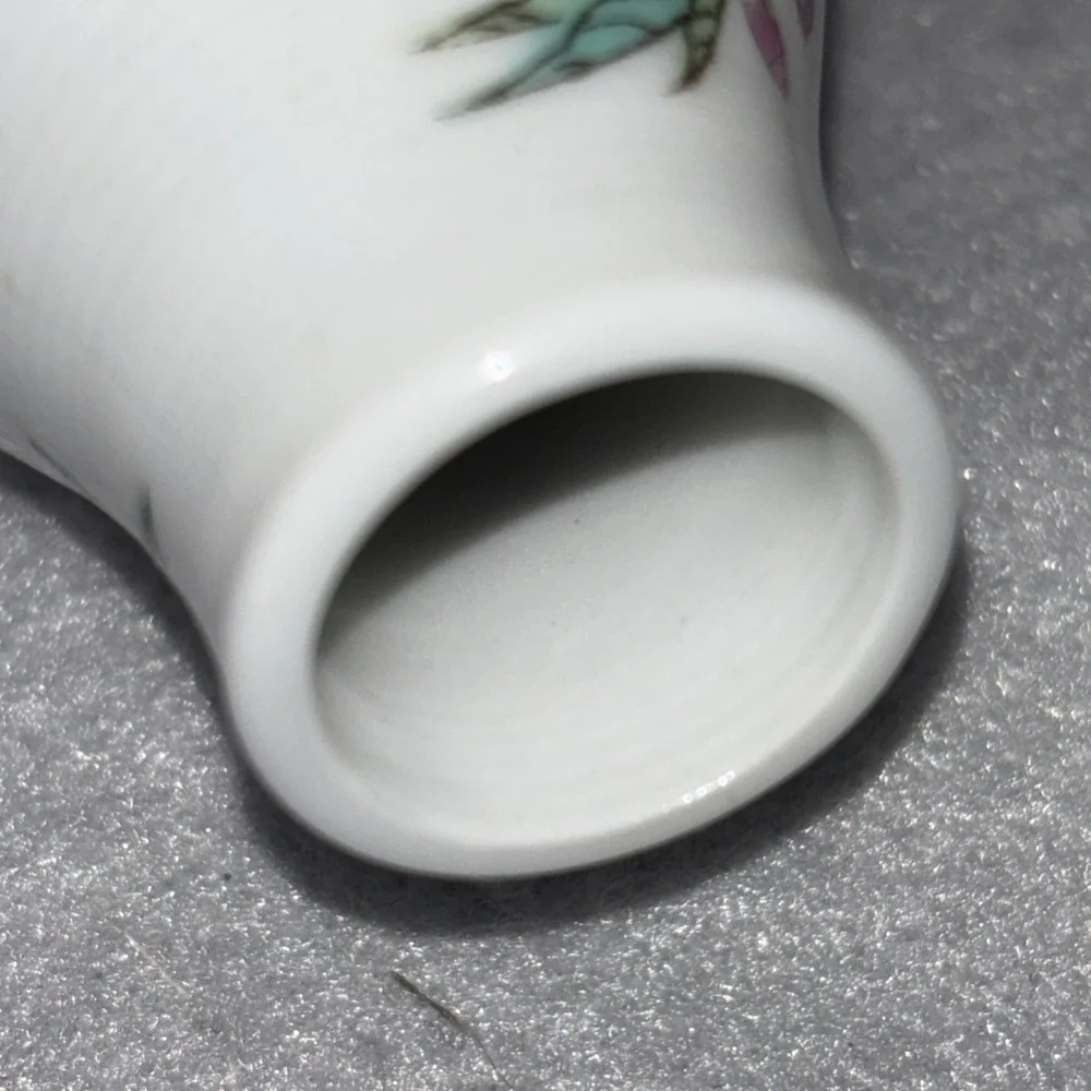 Vtg Zhongguo Jingdezhen Zhi Porcelain Double Gourd Floral‎ Pattern 4in Vase EUC